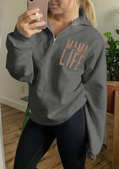 Mama Life Zipper Sweatshirt - Sprechic