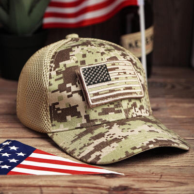 American Flag USA Camouflage Hollow Out Baseball Hat - Sprechic
