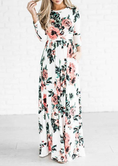 Floral Maxi Dress without Necklace - Sprechic