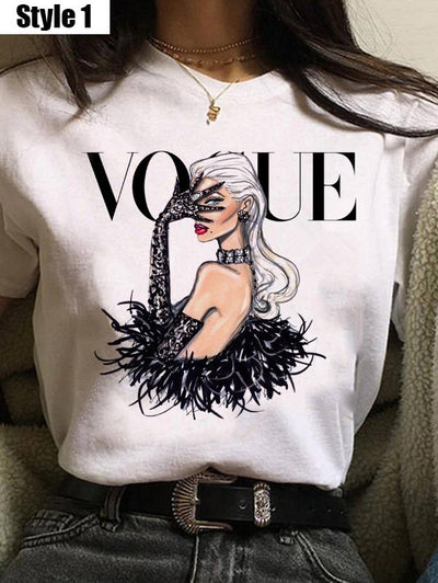 Vogue Princess Print Graphic Summer T-shirt - Sprechic