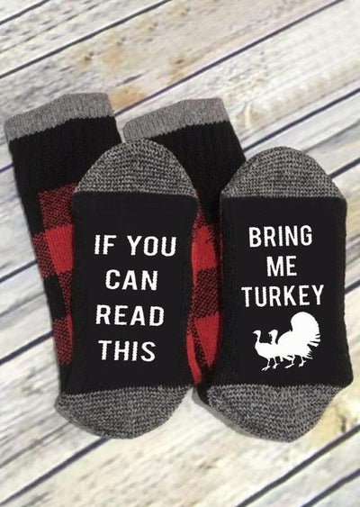Thanksgiving Bring Me Turkey Plaid Socks - Sprechic