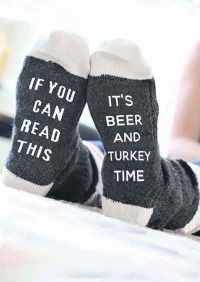 Thanksgiving It's Beer And Turkey Time Socks - Sprechic