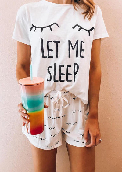 Let Me Sleep Pajamas Set - White - Sprechic