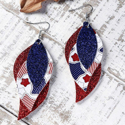 American Flag Sequined Three-Layered Earrings - Sprechic