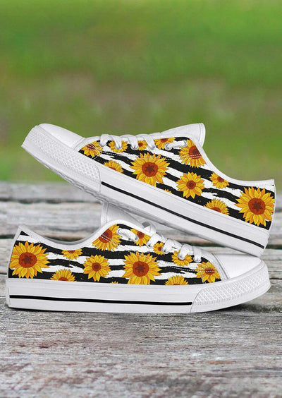 Sunflower Lace Up Flat Sneakers - Zebra - Sprechic