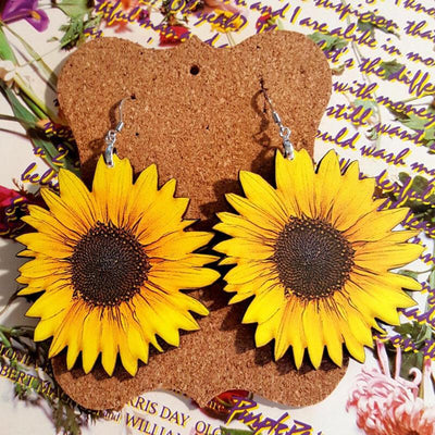 Sunflower Wooden Earrings - Sprechic