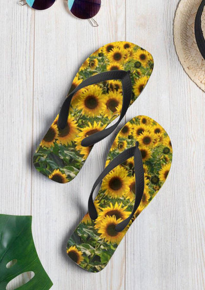 Sunflower Round Toe Flip Flop Slippers - Yellow - Sprechic