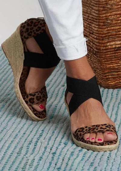Summer Leopard Cross Zipper Sandals - Sprechic
