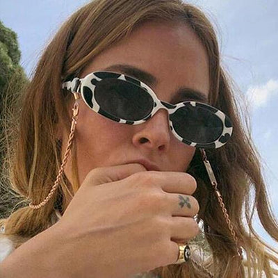 Leopard Thin Frame Sunglasses without Chain - Sprechic